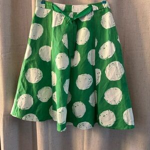 Sherry Taylor Green and White Messy Dot Skirt Fully Lined Fit & Flare Size M.